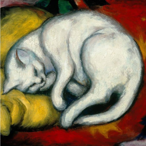 Painting of a cat : The white cat, Franz Marc